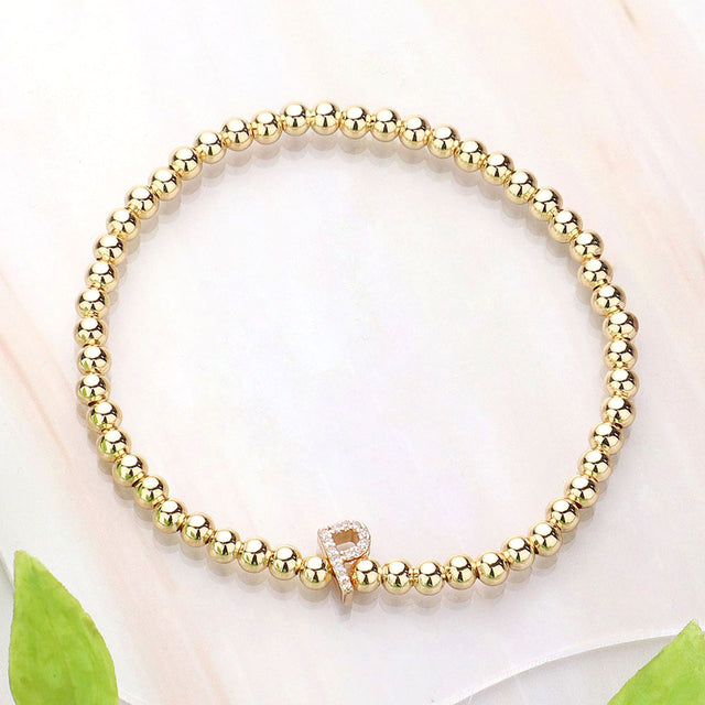 Madeline Love Gold P Monogram Initial Stretch Bracelet