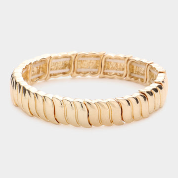 Madeline Love Gold Wavy Metal Stretch Bracelet - Bracelets