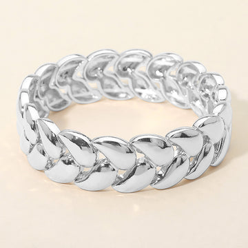 Madeline Love Rhodium Bold Polished Metal Beaded Stretch Bracelet - Bracelets