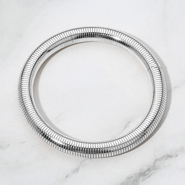 Madeline Love Rhodium Wide Coil Bangle Bracelet - Bracelets