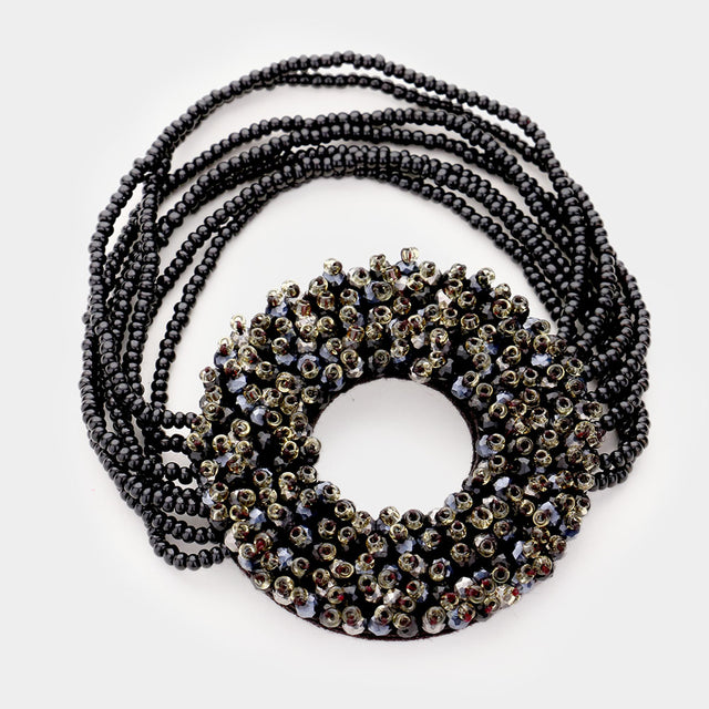 Madeline Love Black Faceted Bead Open Circle Bracelet - Bracelets
