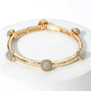 Madeline Love Gold, Gray Natural Stone Pointed Stretch Bracelet - Bracelets