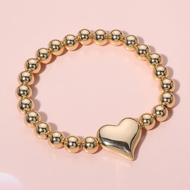 Madeline Love Gold Metal Heart Pointed Ball Stretch Bracelet - Bracelets