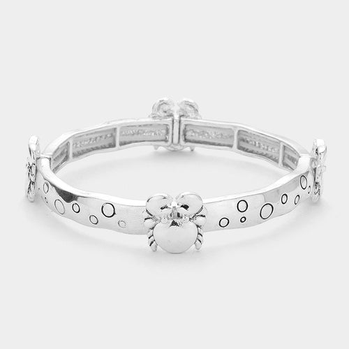 Segmented Bubble Crab Stretch Bracelet - Antique Silver