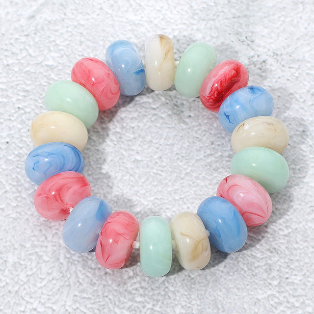 Madeline Love Gold, Multi Chunky Marbled Rounded Pebble Beaded Stretch Bracelet - Bracelets