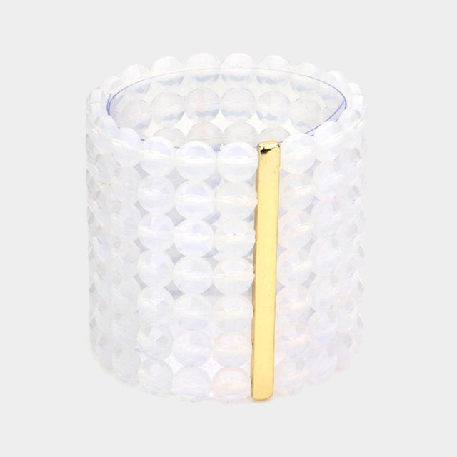 Madeline Love Opal 7Rows Wide Faceted Round Beaded Stretch Bracelet - Bracelets