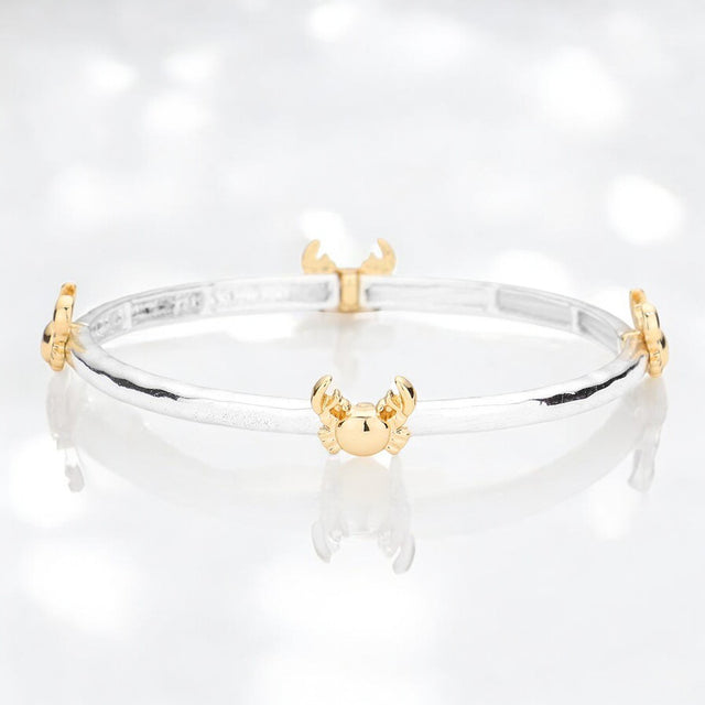 Madeline Love Gold, Silver Crab Stretch Bracelet - Bracelets