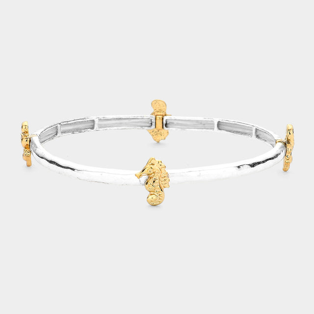 Two Tone Seahorse Stretch Bracelet