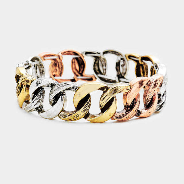 Madeline Love Multi Curb Metal Chain Stretch Bracelet - Bracelets