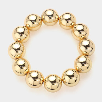 Madeline Love Gold Metal Ball Beaded Stretch Bracelet - Bracelets