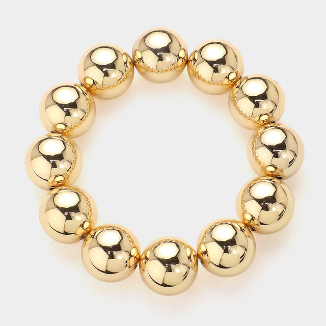 Madeline Love Gold Metal Ball Beaded Stretch Bracelet - Bracelets