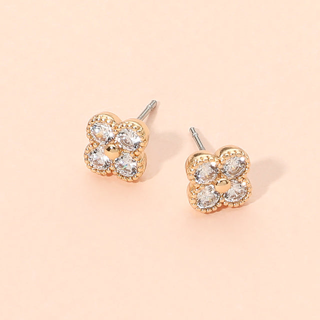 Madeline Love Gold CZ Pave Mini Flower Stud Earrings