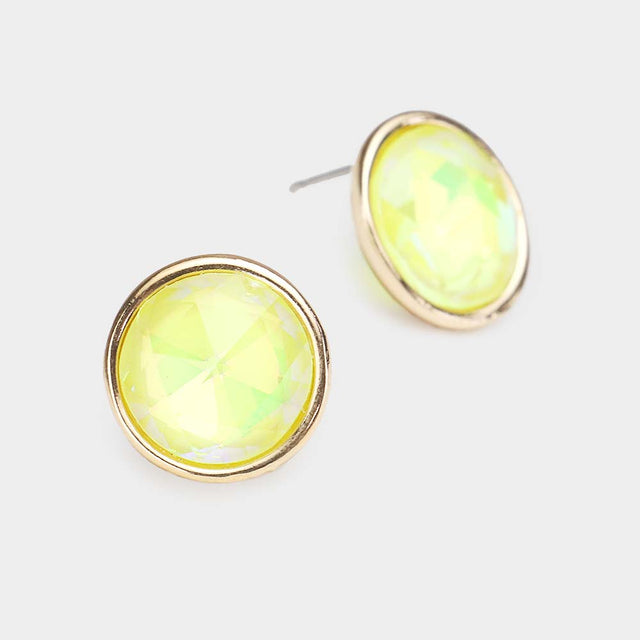 Madeline Love Neon, Yellow Round Stone Stud Earrings