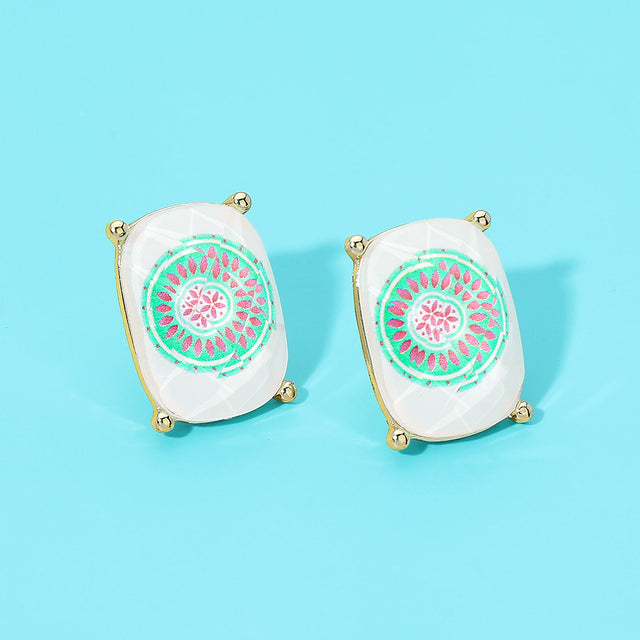 Madeline Love Multi Rectangular Mahjong Tile Cluster Stud Earrings