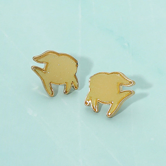 Madeline Love Gold, Mustard Faux Druzy Fish Silhouette Stud Earrings