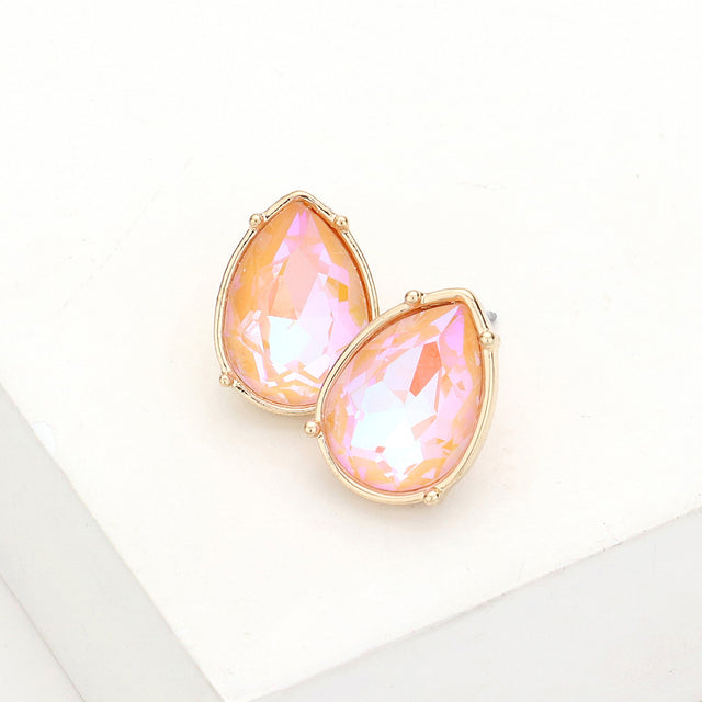 Madeline Love Peach Teardrop Stone Stud Earrings