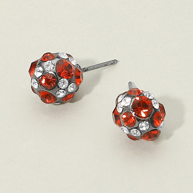 Madeline Love Hematite, Orange Rhinestone Embellished Ball Stud Earrings