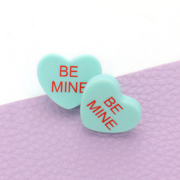 BE MINE Message Heart Stud Earrings