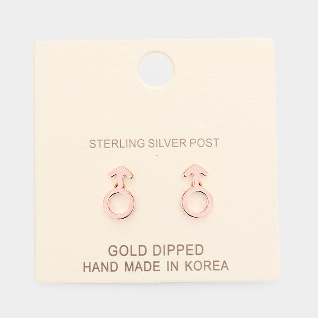 Madeline Love Rose Gold Gold Dipped Male Astrological Sign Stud Earrings