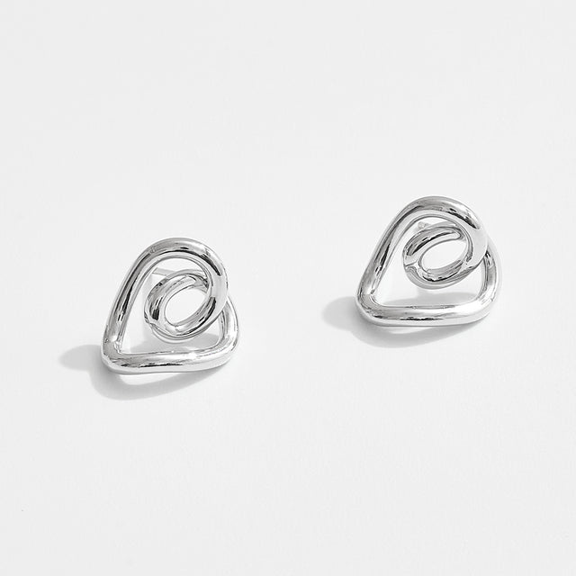 Madeline Love Silver, White Gold White Gold Dipped Heart Knot Stud Earrings