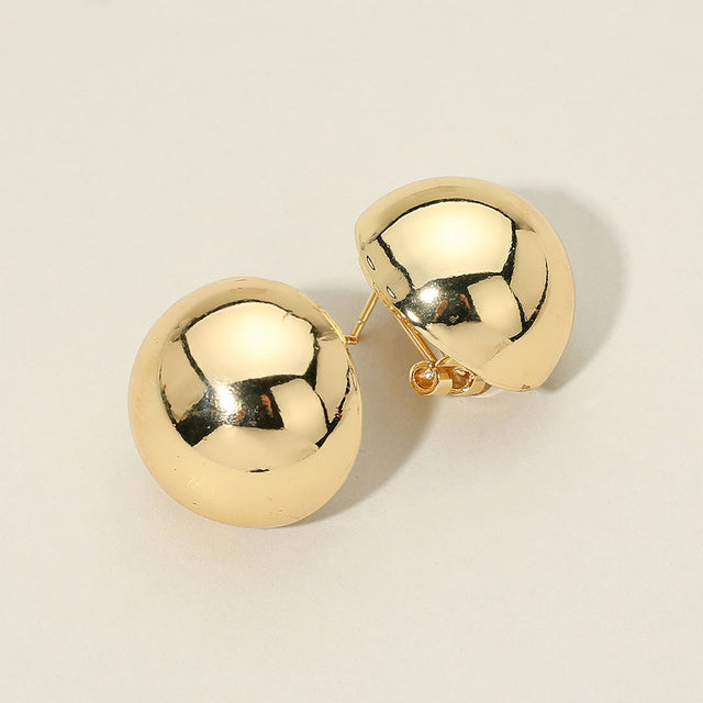 Madeline Love Gold Metal Dome Button Earrings