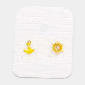 Madeline Love Yellow Anchor Ship Wheel Stud Earrings