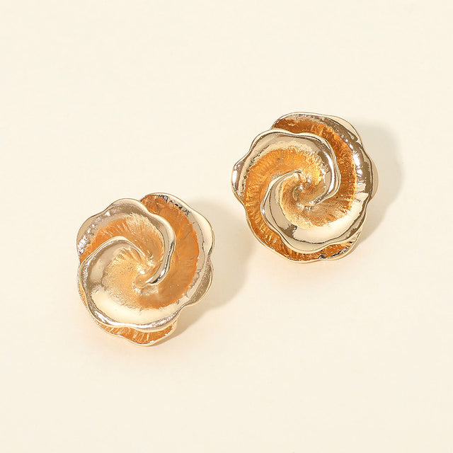 Madeline Love Gold Metal Swirl Floral Stud Earrings