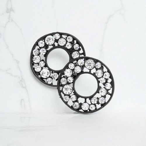 PAVE RHINESTONE WHEEL EARRINGS - Clear