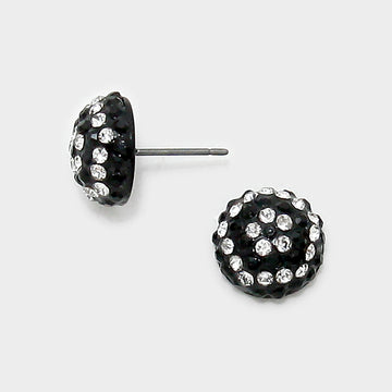 Madeline Love Clear, Black Crystal shamballa dome stud earrings