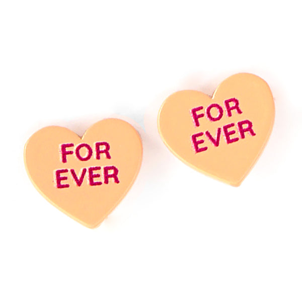 Forever Message Heart Stud Earrings