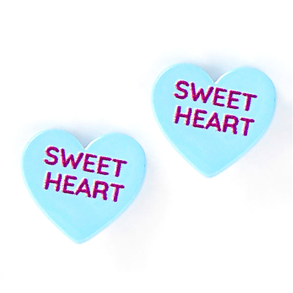 Sweet Heart Message Heart Stud Earrings