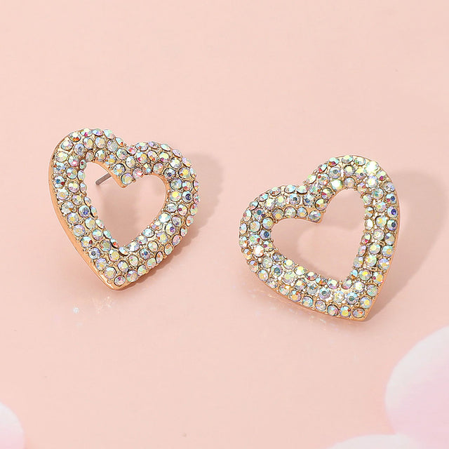 Madeline Love AB Stone Paved Open Heart Stud Earrings