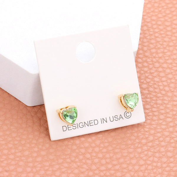 Heart Stone Stud Earrings