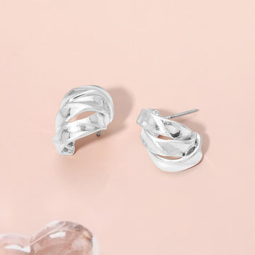 Madeline Love Worn Silver Twisted Metal Knot Stud Earrings