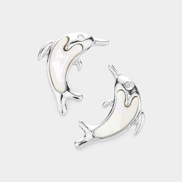 Mother of Pearl Mother of Pearl Dolphin Stud Earrings