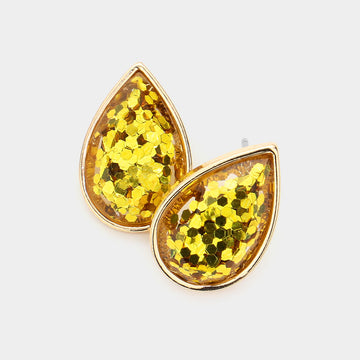 Madeline Love Gold Glittered Teardrop Stud Earrings
