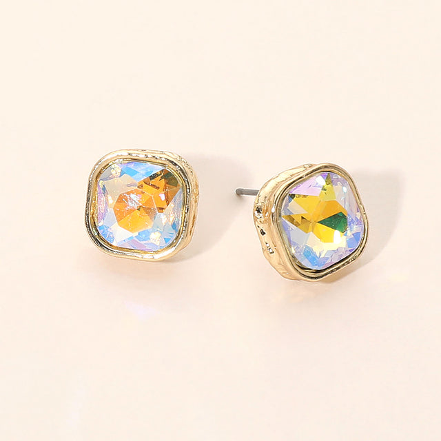 Madeline Love AB Cushion Cut Square Stone Stud Earrings