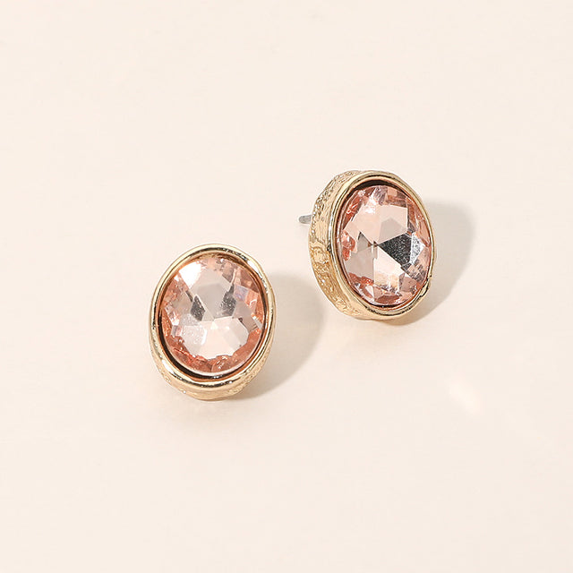 Madeline Love Peach Cushion Cut Oval Stone Stud Earrings