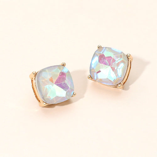 Women's Square Cushion Stud Earrings - Gold, Gray