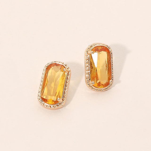 Madeline Love Dark, Yellow Rectangular Faceted Stone Cluster Stud Earrings