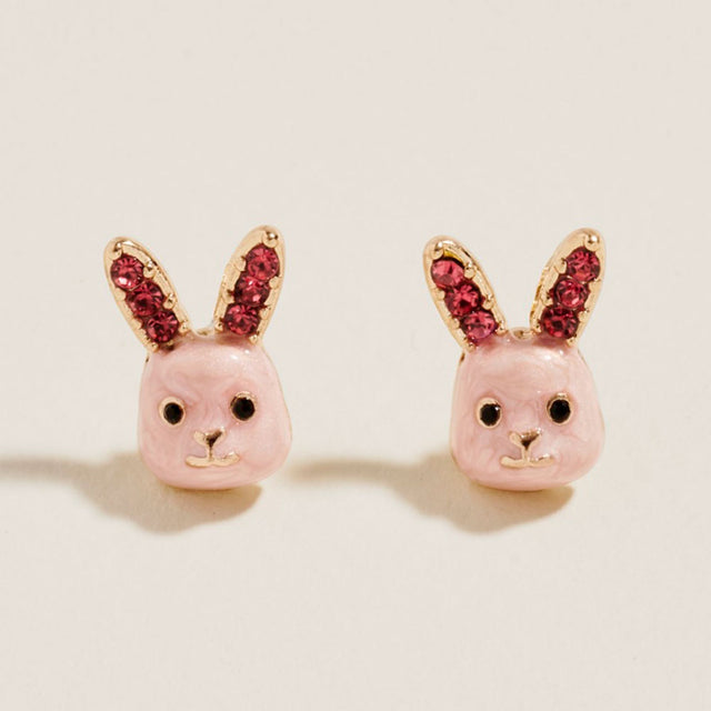 Madeline Love Light, Pink Enamel Easter Bunny Stud Earrings