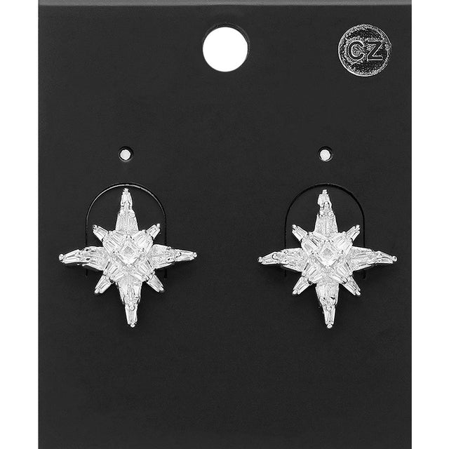 Madeline Love Rhodium CZ Stone Paved Star Stud Earrings