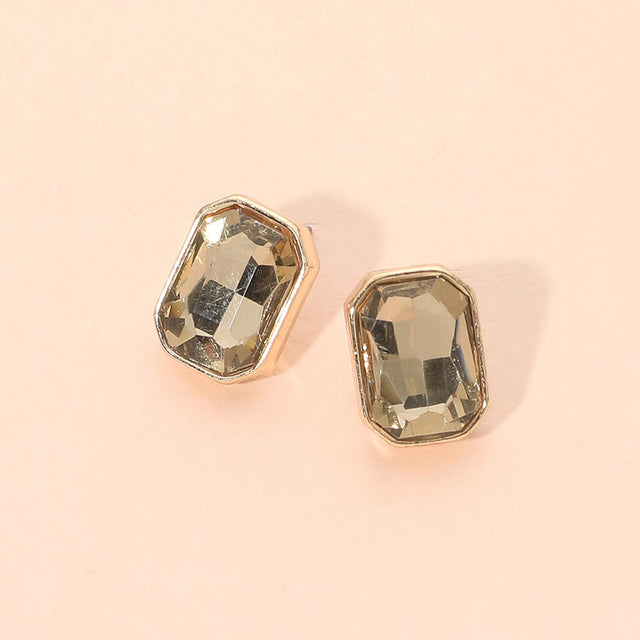 Madeline Love Gold, Lt Col Topaz Geometric Stone Stud Earrings