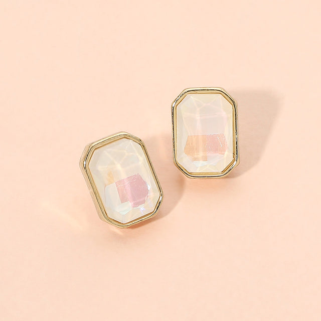Madeline Love White Geometric Stone Stud Earrings
