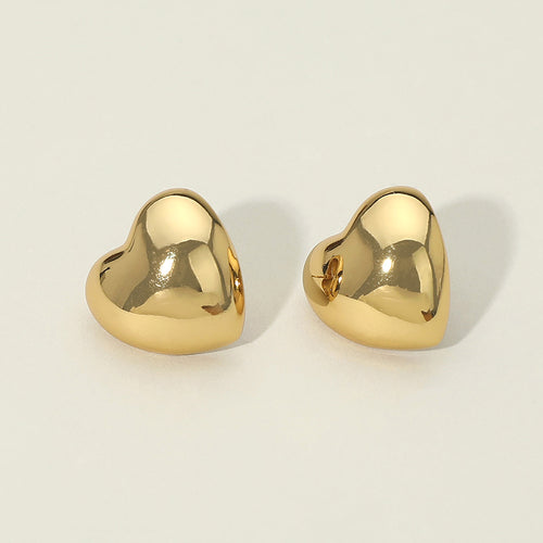 Stainless Steel Heart Stud Earrings - GD