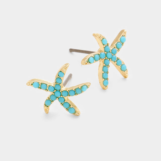 Turquoise Starfish Stud Earrings