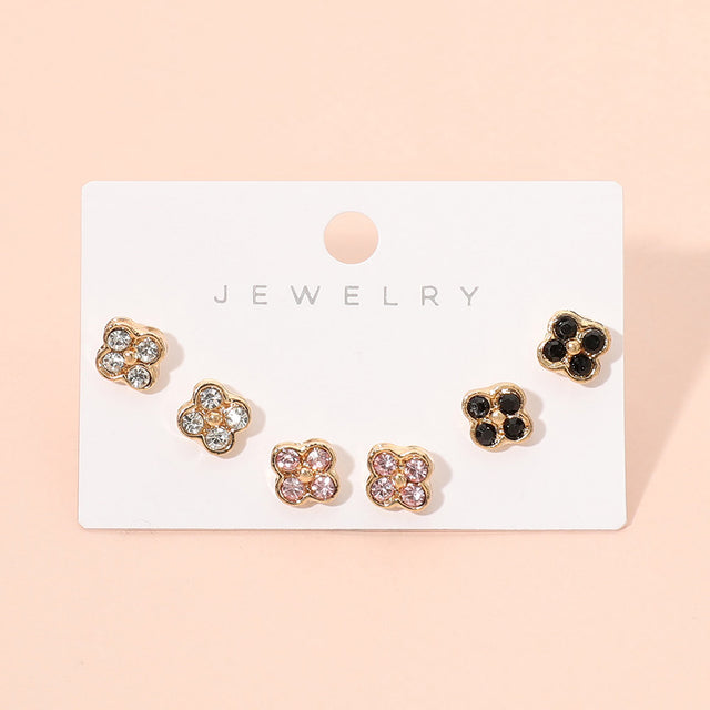 Madeline Love Multi 3Pairs - Sparkling Quatrefoil Stud Earring Set - Earrings