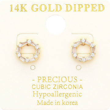 Madeline Love Gold 14K Gold Dipped CZ Embellished Open Circle Stud Earrings