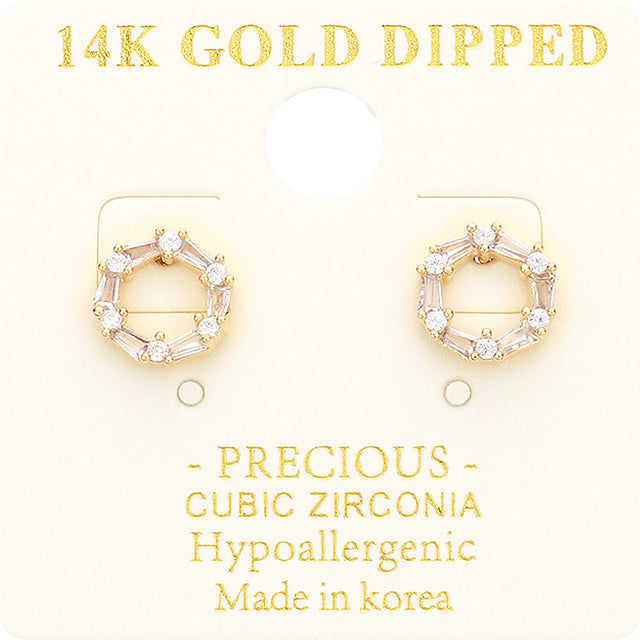 Madeline Love Gold 14K Gold Dipped CZ Embellished Open Circle Stud Earrings