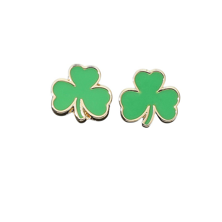 SECRET BOX 14K Gold Dipped Shamrock Clover Enamel Earrings